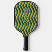 Braziliaanse vlaggenkleuren, kool en kleurrijk pickleball paddle (Achterkant)