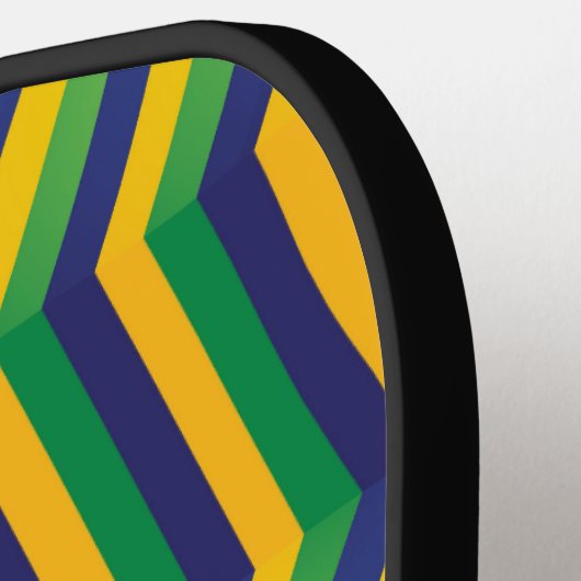 Braziliaanse vlaggenkleuren, kool en kleurrijk pickleball paddle (Links Detail)
