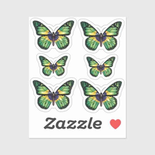 Braziliaanse vlinder Monarch-vlag Sticker (Vel)