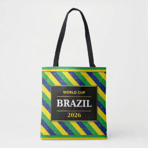 Braziliaanse Voetbalfan Vlag Kleuren Streep Patroo Tote Bag