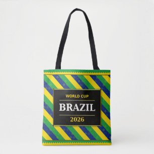 Braziliaanse Voetbalfan Vlag Kleuren Streep Patroo Tote Bag