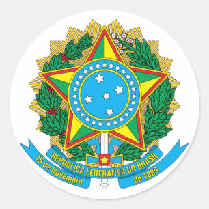 Braziliaanse wapenschild ronde sticker