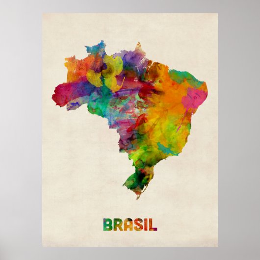 Braziliaanse Waterverf Map Poster (Voorkant)