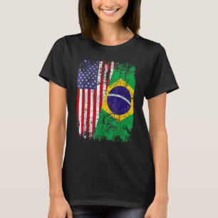 BRAZILIAANSE WORTELS Halve Amerikaanse Vlag BRAZIL T-shirt