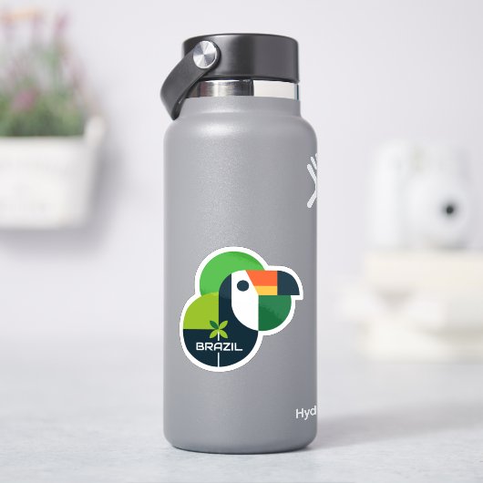 Brazilian Bird Geometric Toucan Personalized Art Sticker (HydroFlask)