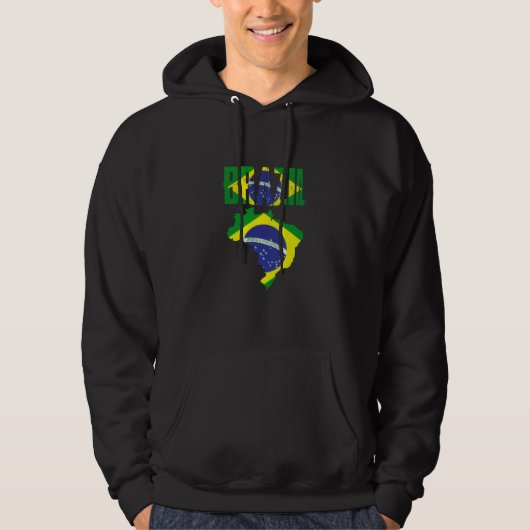 Brazilian Brazil Country Map Flag Hoodie (Voorkant)