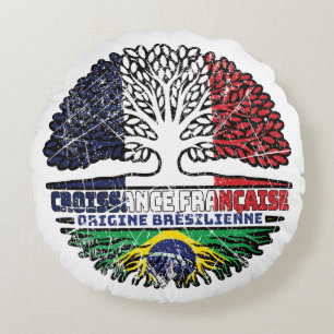 Brazilian Brazil French France Tree Roots Flag Rond Kussen