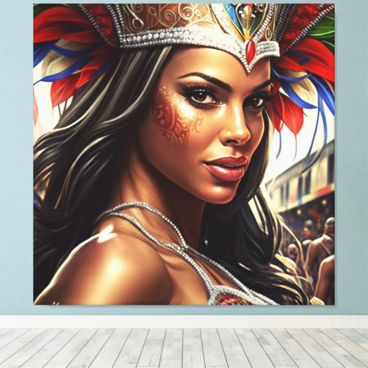 brazilian carnival illustration canvas afdruk (Insitu (Houten vloer))
