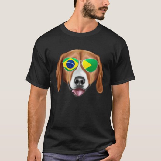 Brazilian Flag American Foxhound Dog Brazil Pocket T-shirt (Voorkant)