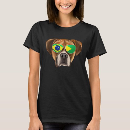 Brazilian Flag Boxer Dog Brazil Pocket T-shirt (Voorkant)