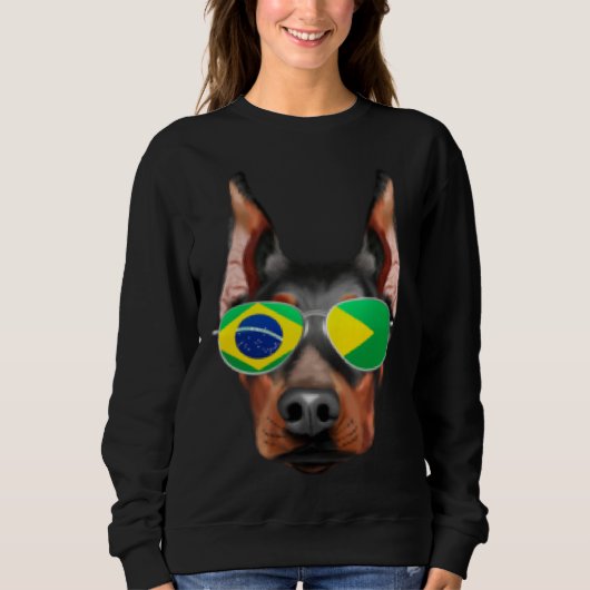 Brazilian Flag Doberman Pinscher Dog Brazil Pocket Trui (Voorkant)