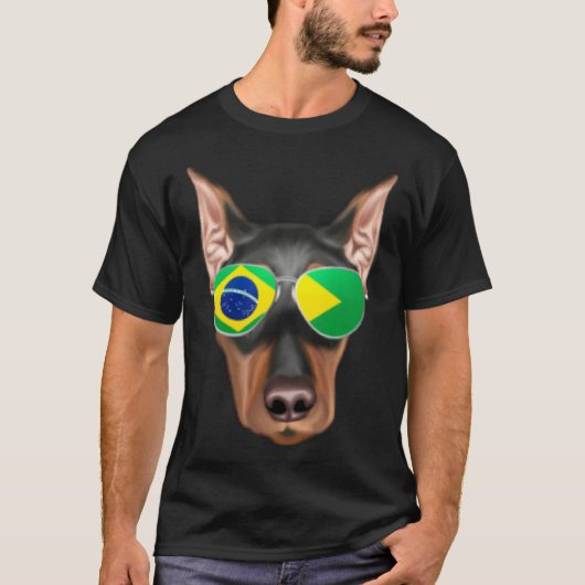 Brazilian Flag German Pinscher Dog Brazil Pocket T-shirt (Voorkant)