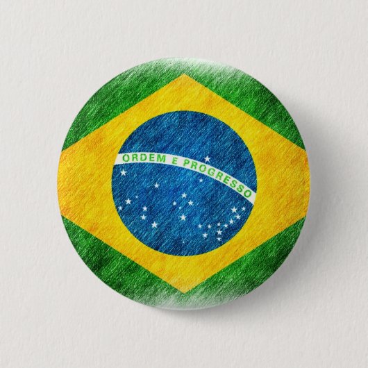 Brazilian_Flag_Pencil_Painting Ronde Button 5,7 Cm (Voorkant)