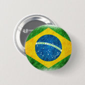 Brazilian_Flag_Pencil_Painting Ronde Button 5,7 Cm (Voorkant /achterkant)