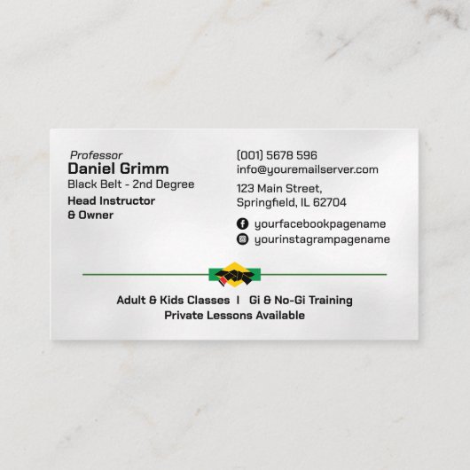 Brazilian Jiu-Jitsu Academy Instructor Visitekaartje (Achterkant)