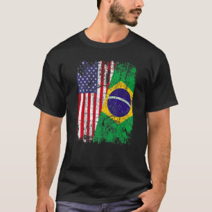 BRAZILIAN ROOTS Half-American Flag BRAZILIL T-shirt