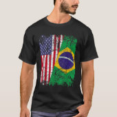 BRAZILIAN ROOTS Half-American Flag BRAZILIL T-shirt (Voorkant)