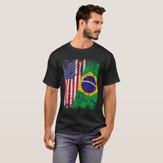 BRAZILIAN ROOTS Half-American Flag BRAZILIL T-shirt (Voorkant volledig)