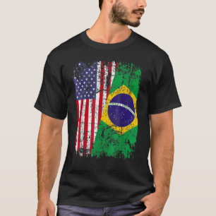 BRAZILIAN ROOTS Half-American Flag BRAZILIL T-shirt