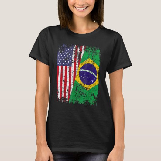 BRAZILIAN ROOTS Half-American Flag BRAZILIL T-shirt (Voorkant)