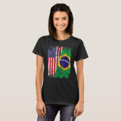 BRAZILIAN ROOTS Half-American Flag BRAZILIL T-shirt (Voorkant volledig)