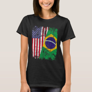 BRAZILIAN ROOTS Half-American Flag BRAZILIL T-shirt