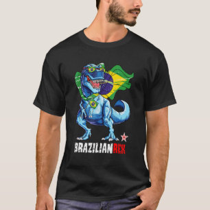 Brazilianrex Trots Brazilië Vlag Pret Dinosaur Sau T-shirt