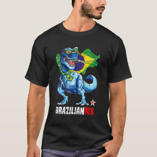 Brazilianrex Trots Brazilië Vlag Pret Dinosaur Sau T-shirt