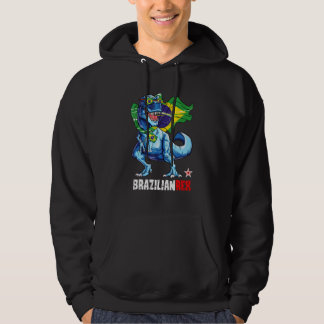 Brazilianrex Trots op Braziliaanse Vlag Pret Dinos Hoodie