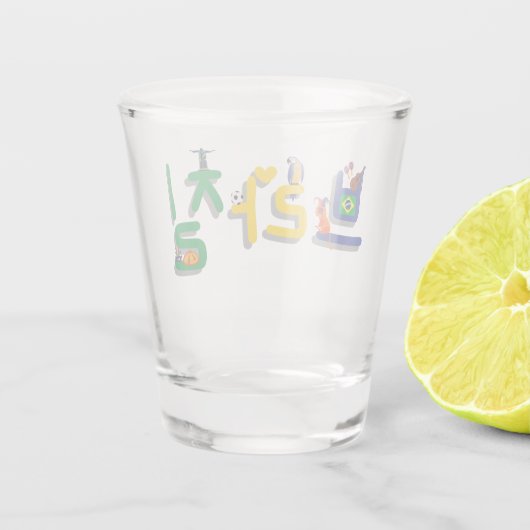 Brazilië 브 질 op Koreaans soju Shot Glas (Achterkant)
