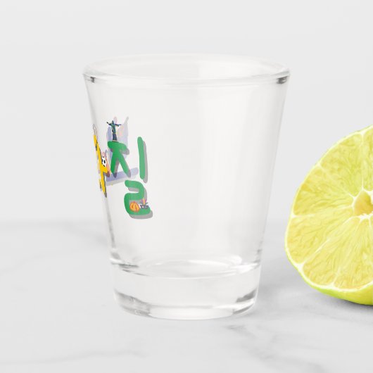 Brazilië 브 질 op Koreaans soju Shot Glas (Rechts)