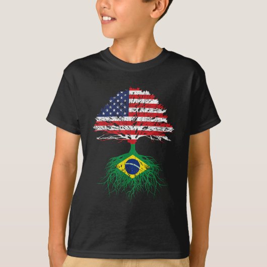 Brazilië Brasil Roots Amerikaans Gegroeid voor Man T-shirt (Voorkant)