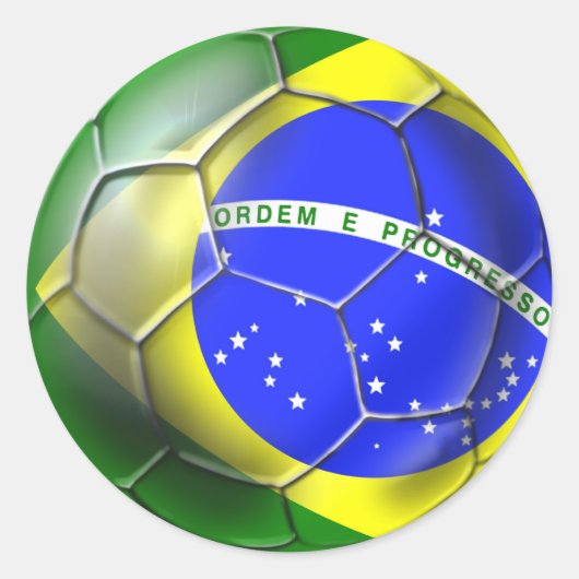 Brazilië Brasil Samba football Braziliaanse vlag b Ronde Sticker (Voorkant)