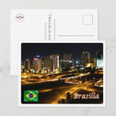Brazilië - Brasilia van nacht - Briefkaart (Voorkant / Achterkant)