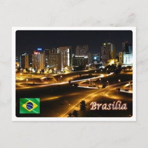 Brazilië - Brasilia van nacht - Briefkaart