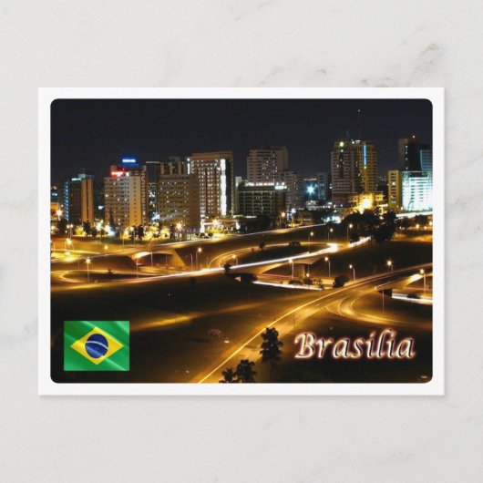 Brazilië - Brasilia van nacht - Briefkaart (Voorkant)