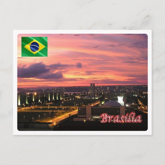Brazilië - Brasilia van nacht - Briefkaart (Voorkant)