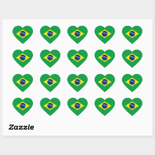 Brazilië/Braziliaanse hartvlag Hart Sticker (Vel)