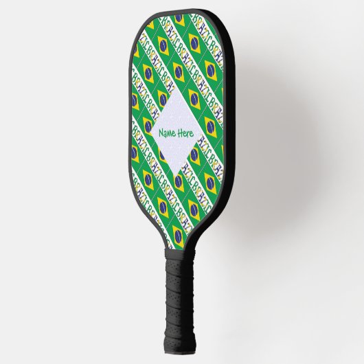 Brazilië Braziliaanse vlag betegelde groene person Pickleball Paddle (Links)