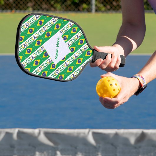 Brazilië Braziliaanse vlag betegelde groene person Pickleball Paddle (Insitu)