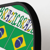 Brazilië Braziliaanse vlag betegelde groene person Pickleball Paddle (Links Detail)