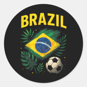 Brazilië Braziliaanse Vlag Brasil Voetbal Voetbal Ronde Sticker