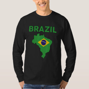 Brazilië Braziliaanse vlag en kaart geel T-shirt