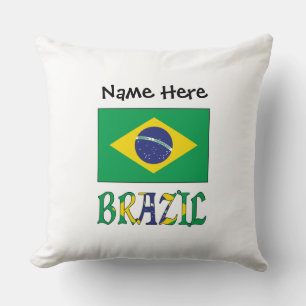 Brazilië Braziliaanse Vlag Gepersonaliseerde Naam  Kussen