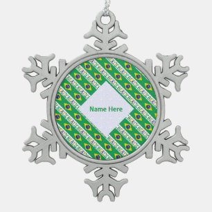Brazilië Braziliaanse vlag Getegeld Gepersonalisee Tin Sneeuwvlok Ornament