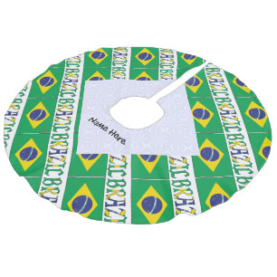 Brazilië Braziliaanse Vlag Getegeld Persoonlijke N Imitatie Linnen Kerstboom Kleed