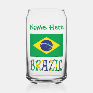 Brazilië Braziliaanse Vlag Groen Gepersonaliseerde Blikvorm Glas