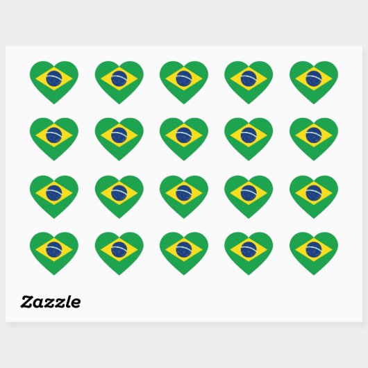Brazilië/Braziliaanse vlag Hart Sticker (Vel)