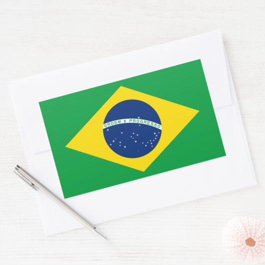 Brazilië/Braziliaanse vlag Rechthoekige Sticker (Envelop)