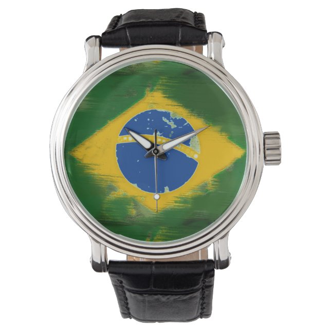 Brazilië / Brazilië Landenvlag Horloge (Voorkant)